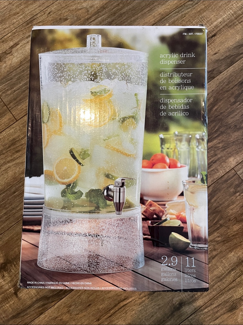 Clear Acrylic Drink Dispenser with Silver Spigot - 2.9 Gal